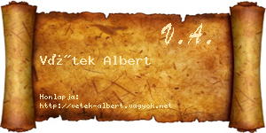Vétek Albert névjegykártya