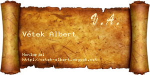 Vétek Albert névjegykártya
