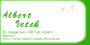 albert vetek business card